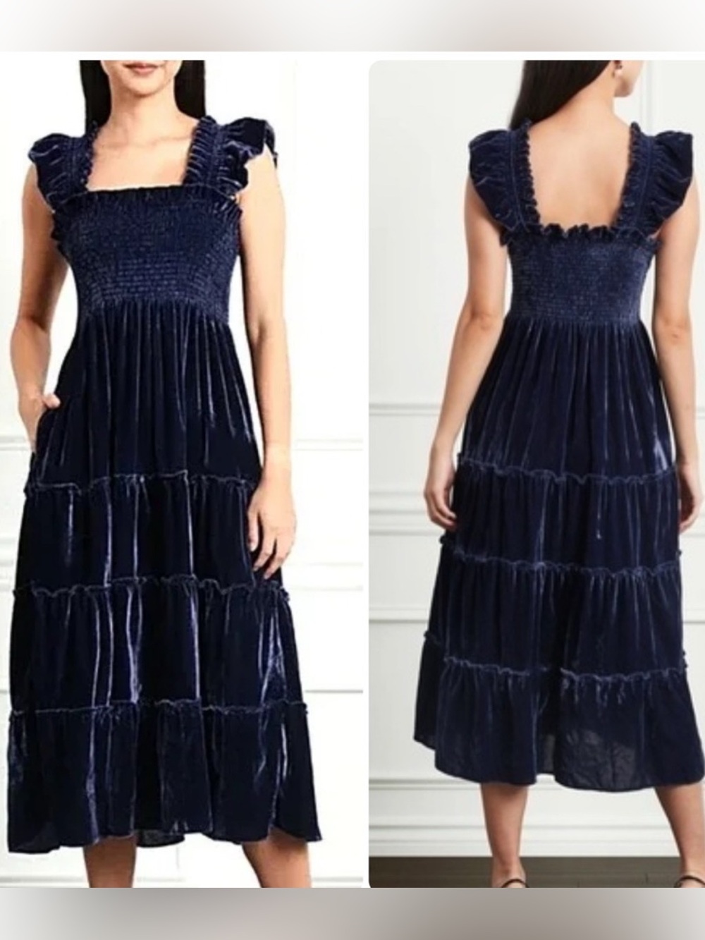 NWT; Hill House Home Ellie Nap Dress Navy Velvet 🌻 - Picture 1 of 8